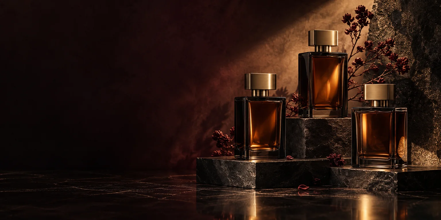 Fictional atmospheric fragrance material study for Ember